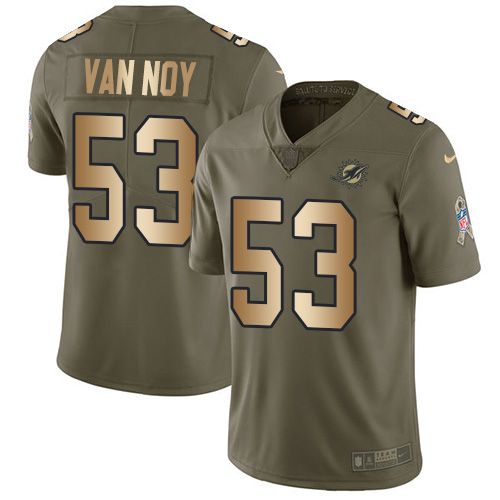 Nike Miami Dolphins 53 Kyle Van Noy Olive Gold Youth Stitched NFL Limited 2017 Salute To Service Jersey